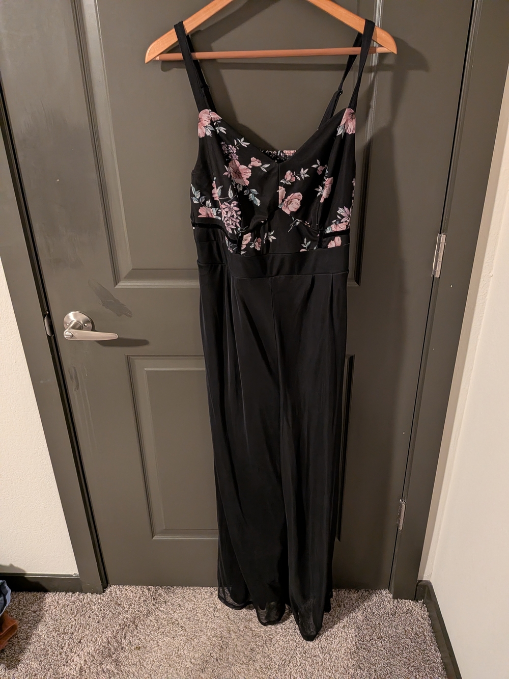 torrid Black Floral Jumpsuit with Pink Accents